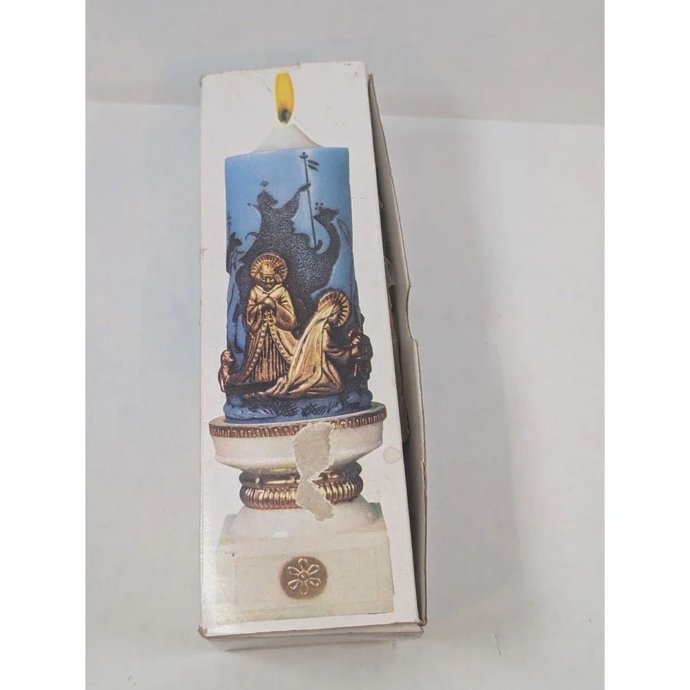 Vintage Holiday Elegance Nativity Christmas Candle 8
